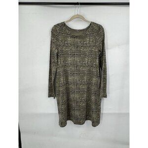 Pact Size S Revive Organic Cotton Stretch Long Sleeve Swing Shirt Dress‎ Olive